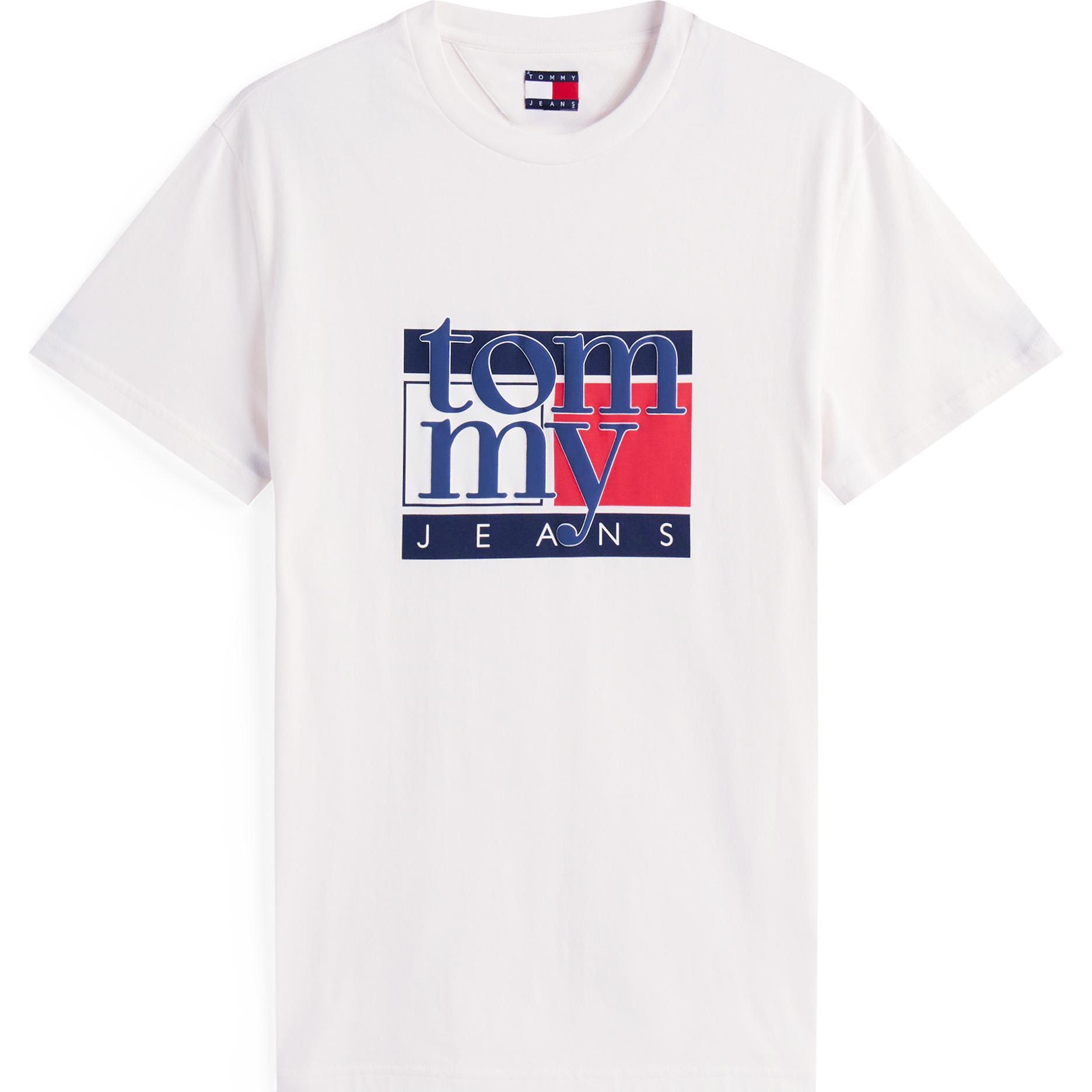 Tommy Jeans, Uomini, Maglietta, Tjm Slim Rwb Flag Tee Ext, Bianco, (XXL)
