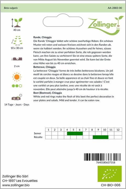 Produktbild Zollinger Bio Randen, Chioggia