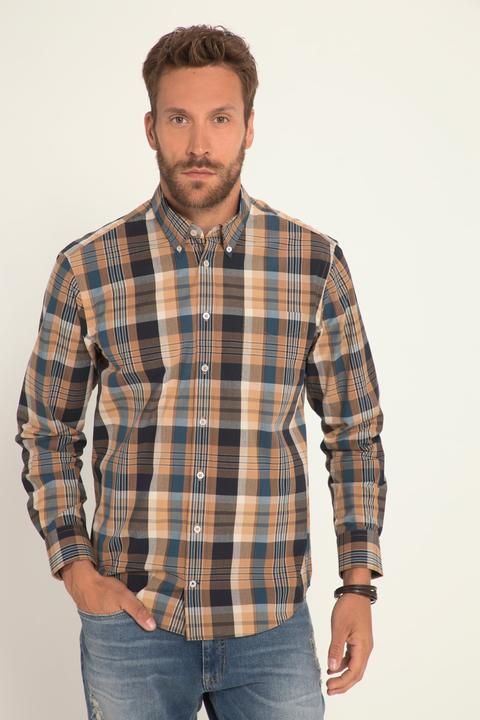 Produktbild JP1880 Karohemd, Langarm, Buttondown-Kragen, Modern Fit (3XL)