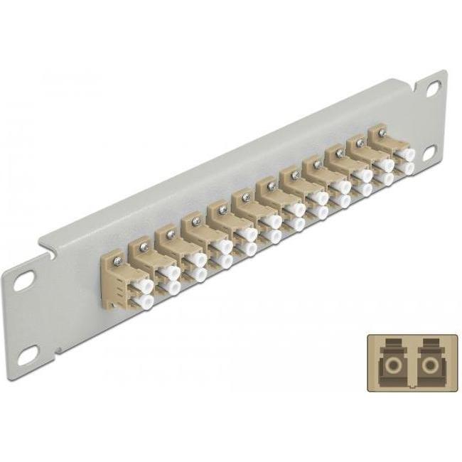 Delock 10? LWL Patchpanel 12 Port LC Duplex beige 1 HE grau, Server Zubehör, Grau