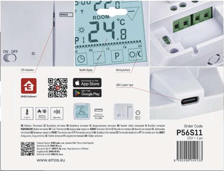 Immagine prodotto Emos GoSmart Raumthermostat P56S11 mit WiFi, programmierbar, kabellos