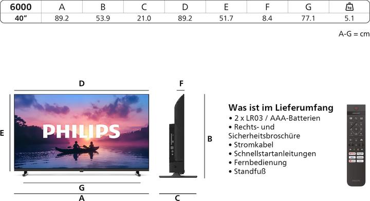 Actual product image Philips 40PFS6000/12 (40", PFS6000, LED, LCD, Full HD, 2025)