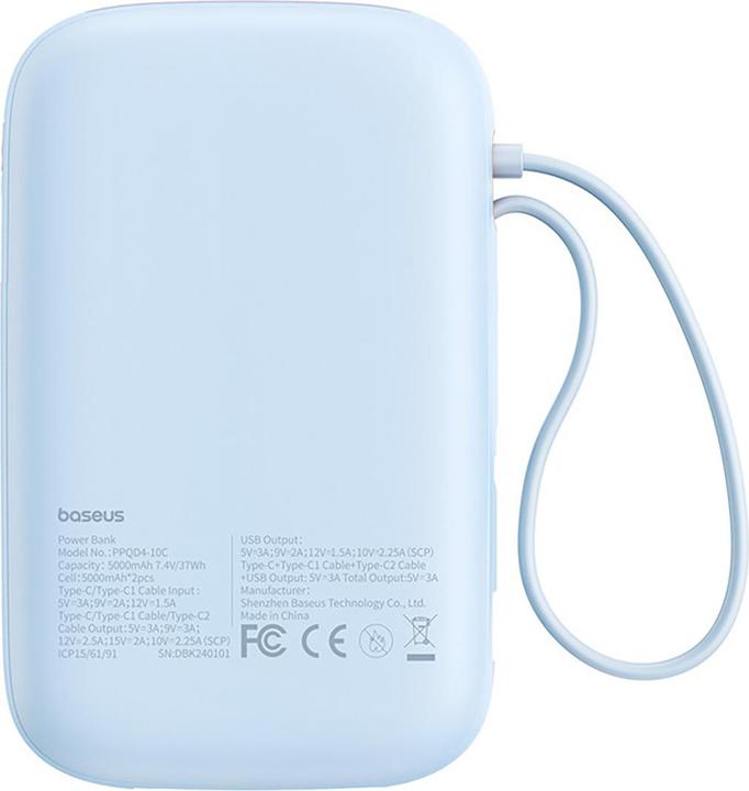 Actual product image Baseus Powerbank QPow 2 10000mAh 30W 2xUSB-C (blue) (10000 mAh, 30 W, 37 Wh)