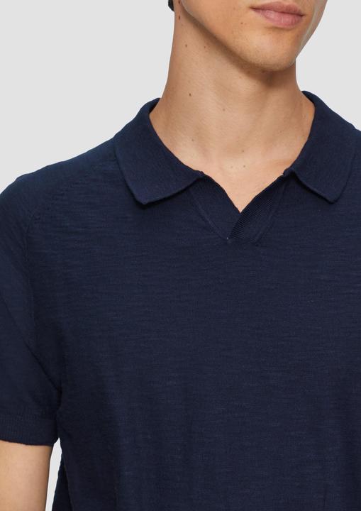 Produktbild S.Oliver Strickpullover Gestricktes Poloshirt mit Flammgarnstruktur (XXL)