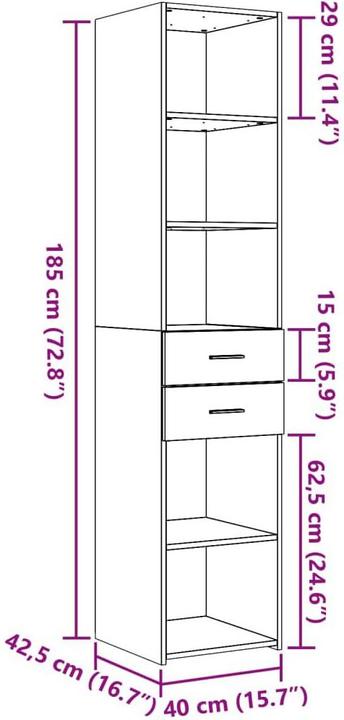 Image du produit vidaXL Highboard (40 x 42.50 x 185 cm)