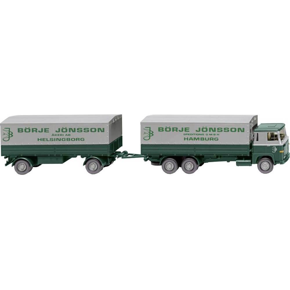 Wiking H0 Scania Pritschenhängerzug Börje Jönsson