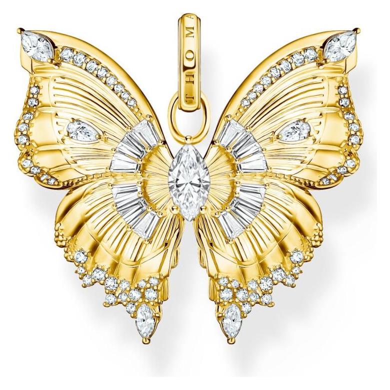 Thomas Sabo, Kettenanhänger, PE984-414-14 Anhänger Butterfly Mit Steinen Vergoldet Damen, (Silber 925)