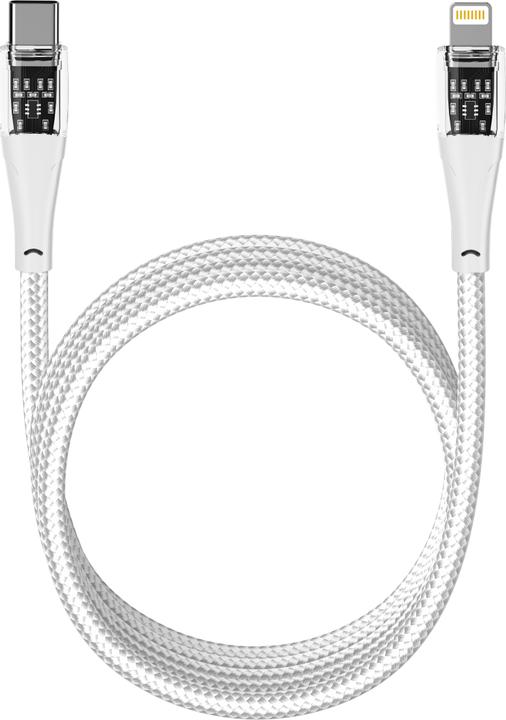 Actual product image Qualo Transparent nylon cable USB-C - Lightning 1.5m 2.4A white QTCN-CL-00 (1.50 m)
