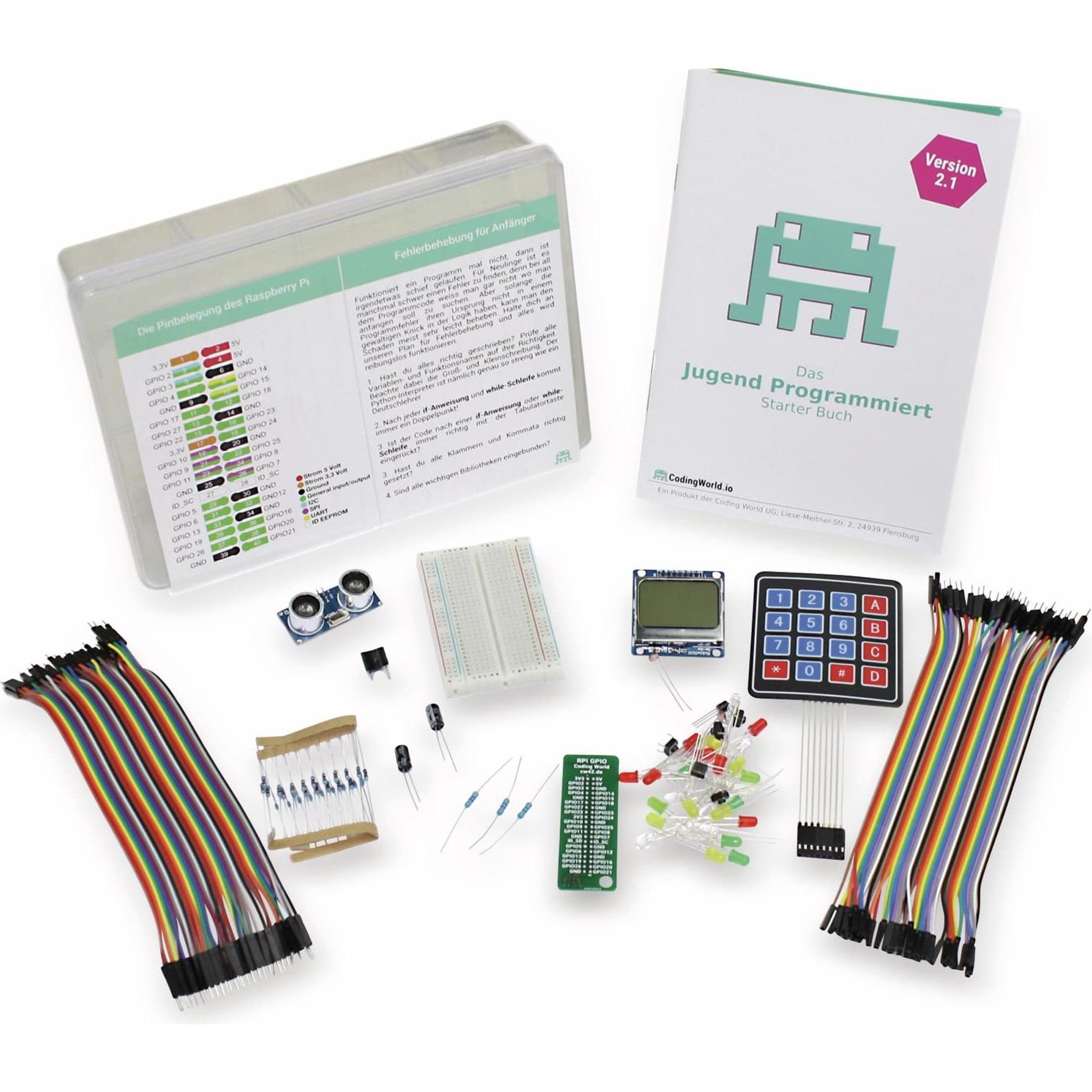 Coding World RASP JP STARTER2 - Raspberry Pi - Il kit di avvio alla programmazione giovanile 2, Scheda + Kit di sviluppo
