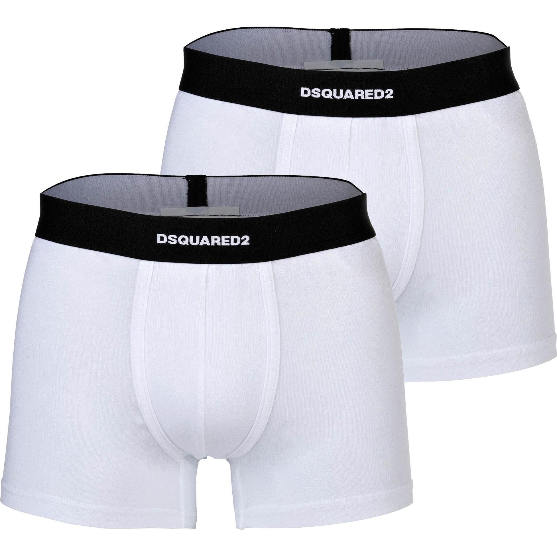 Dsquared2, Herren, Unterhosen, Boxershort Casual Bequem sitzend TWIN PACK TRUNK, Weiss, (XXL, 2er Pack)