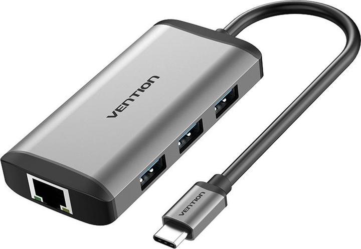 Vention Station d'accueil USB-C vers HDMI, 3x USB3.0, RJ45, PD 0.15m CNCHB, gris (USB-C, 5 Ports)