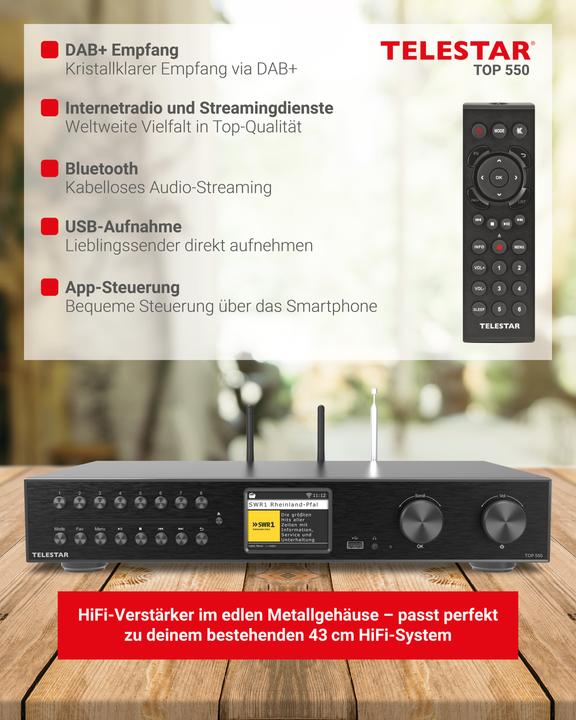 Actual product image Telestar TOP 550 All-In-One system (DAB+, FM, Web radio, Bluetooth, Wi-Fi)
