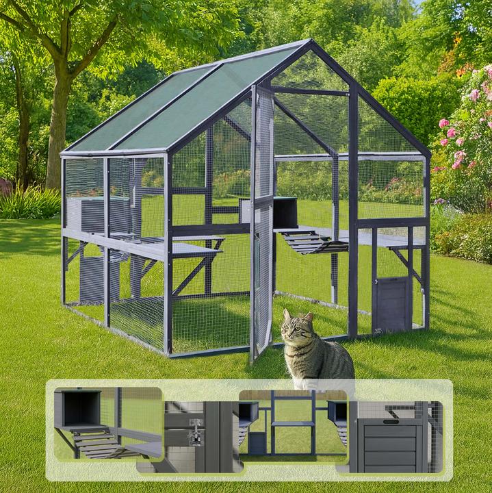 Produktbild Wiltec Freilaufgehege Katzen 140x187x187cm Katzenfreigehege Holz Aussengehege