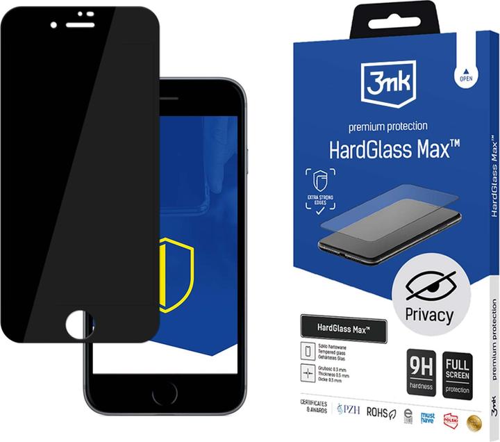 Actual product image 3MK HardGlass Max Privacy iPhone 7/8 czarny/black Fullscreen Glass Privacy (Apple iPhone 7)