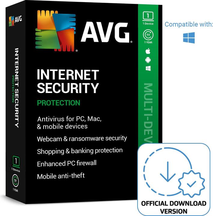 Produktbild Avast AVG Internet Security (1 User, 1 Geräte/User, 12 Monate)