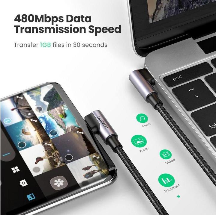 Actual product image Ugreen USB C – USB C (2 m, USB 2.0, 60 W)