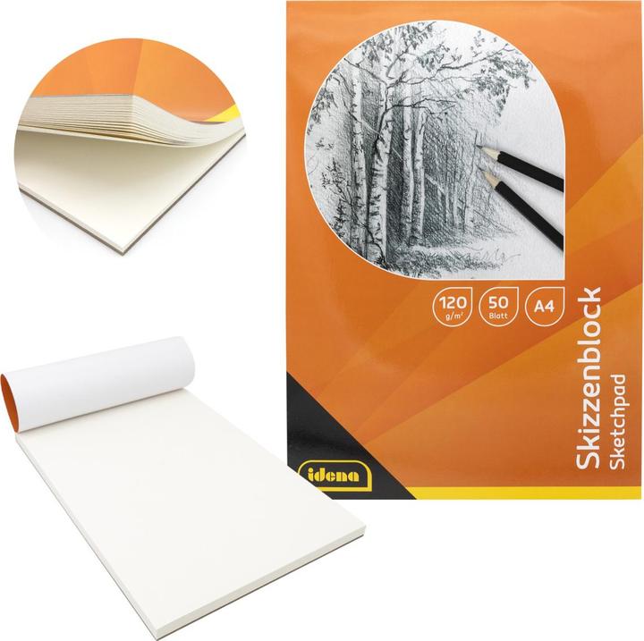 Actual product image Idena Sketchpad 120g/m² DIN A4 50 sheets (A4, Plain)