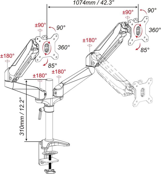 Produktbild Digitus Dual LED/LCD Tischhalterung (Tisch, 27", 8 kg)