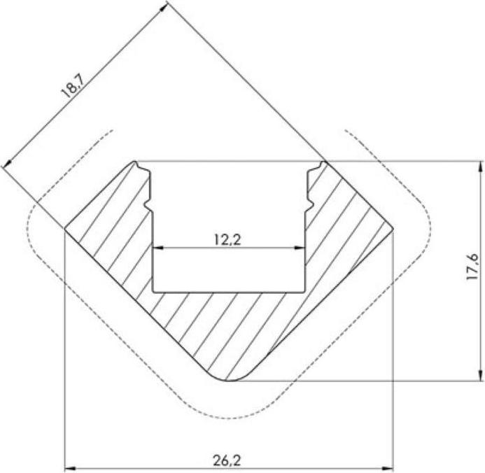 Image du produit LEDsON ALU-45 - PROFILÉ ALUMINIUM POUR BANDE LED - CORNIÈRE 45? - ALUMINIUM ELOXIÉ - ARGENT - 2 m (200 cm)