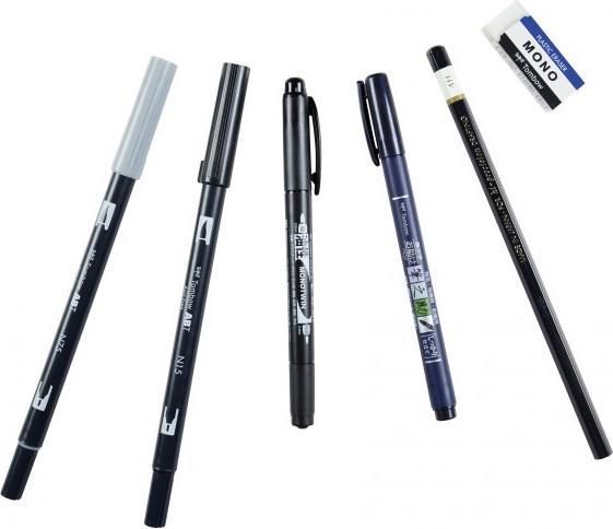 Actual product image Tombow Lettering set for beginners (Black, 6 x)