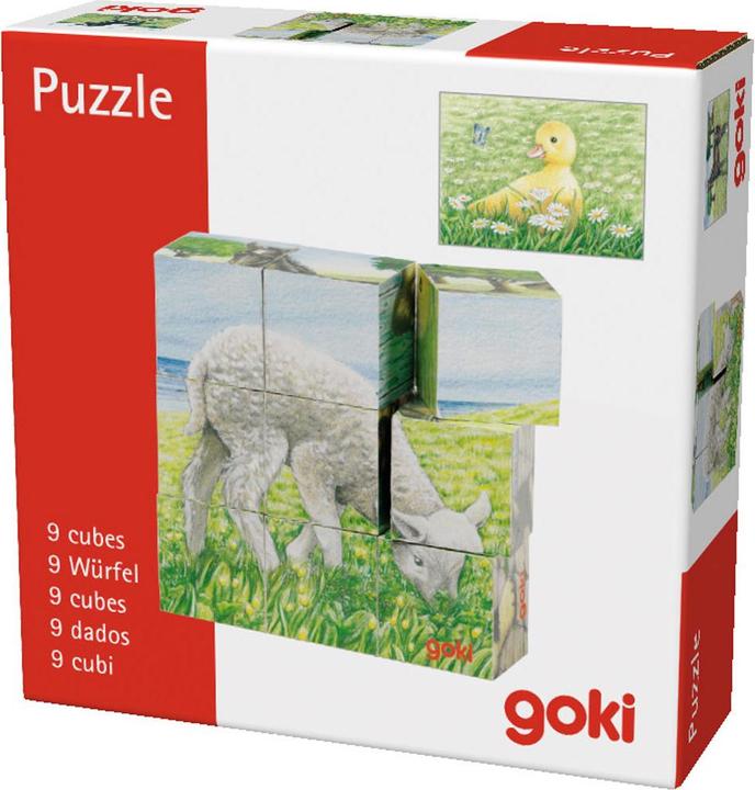 Produktbild Goki Holzblock Puzzle Bauernhof (9 Teile)