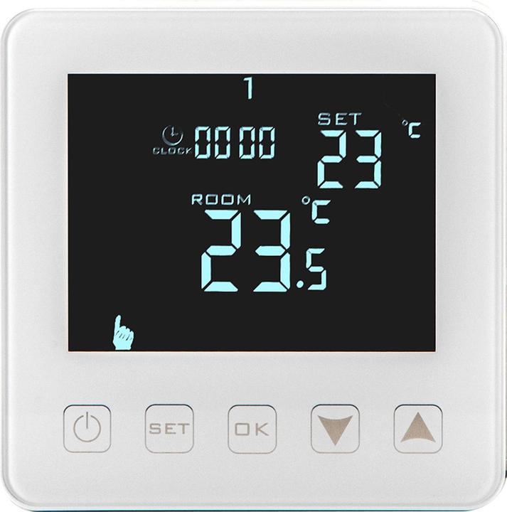 Actual product image Casativo Wall thermostat for underfloor heating, touch buttons, LCD display, programmable, set of 4