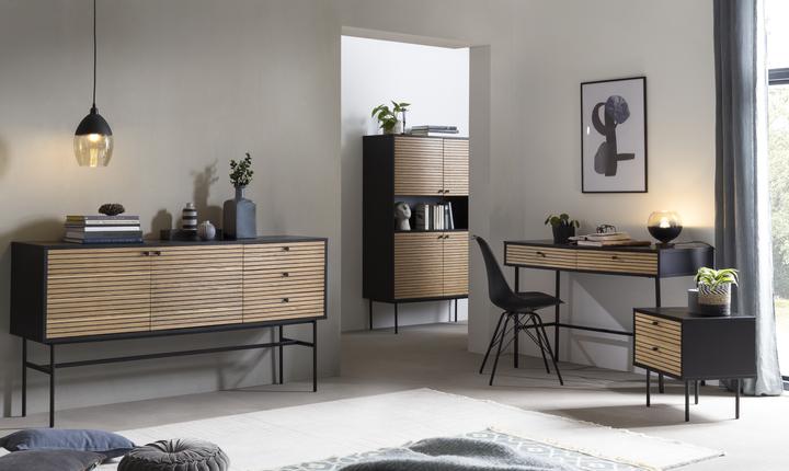 Immagine prodotto SalesFever Scrivania in vero legno impiallacciatox75 nero (120 x 50 x 75 cm)