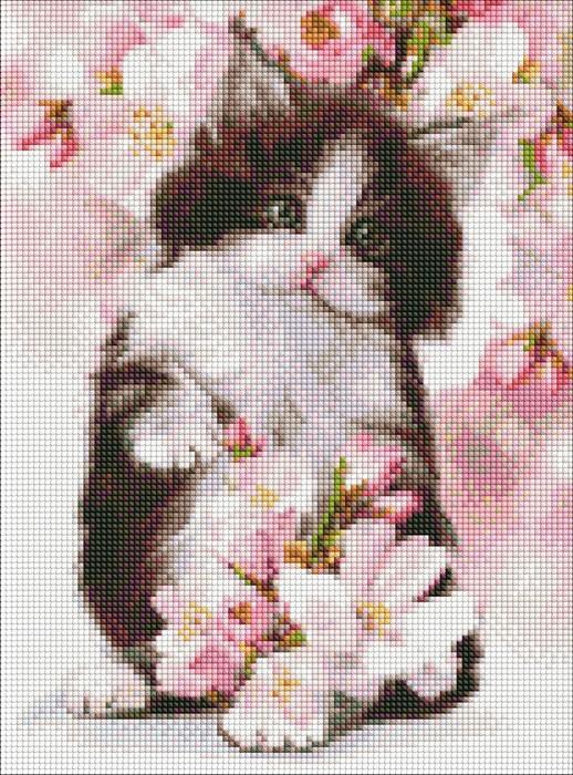 Actual product image Ideyka Diamond Painting - Kitten with frame 30 x 40 cm
