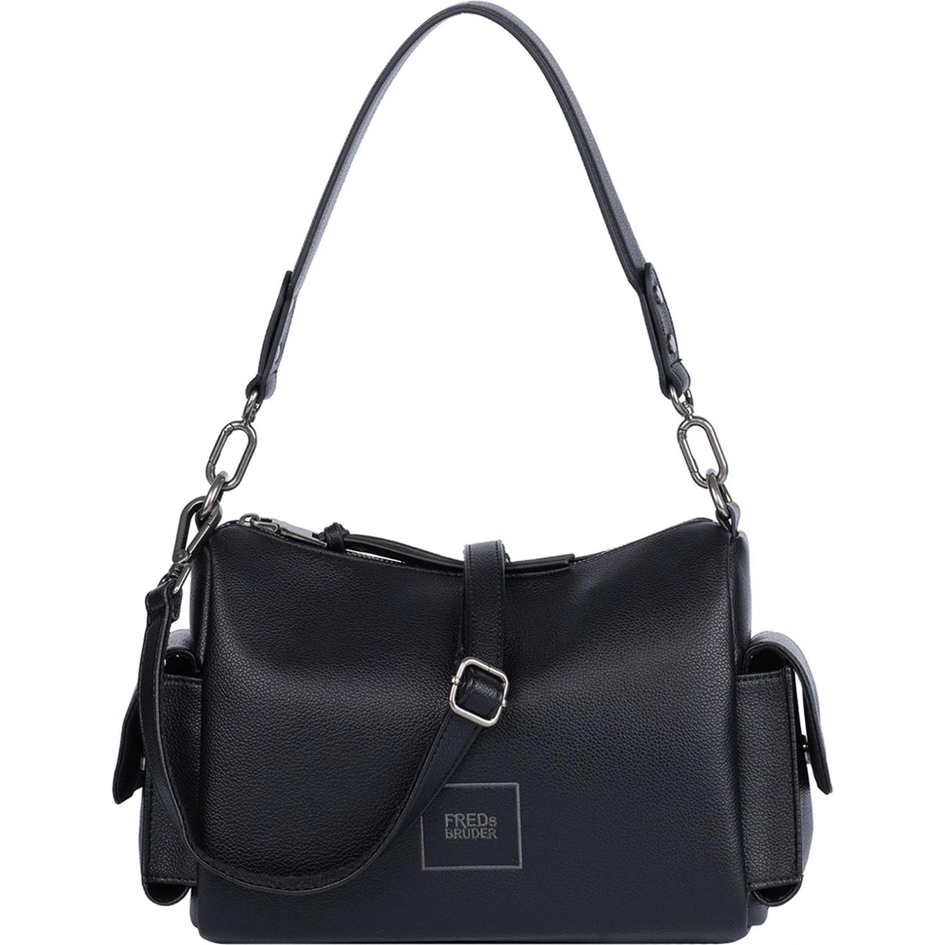 FredsBruder, Handtasche, Bestie Schultertasche Leder 33 cm, Schwarz