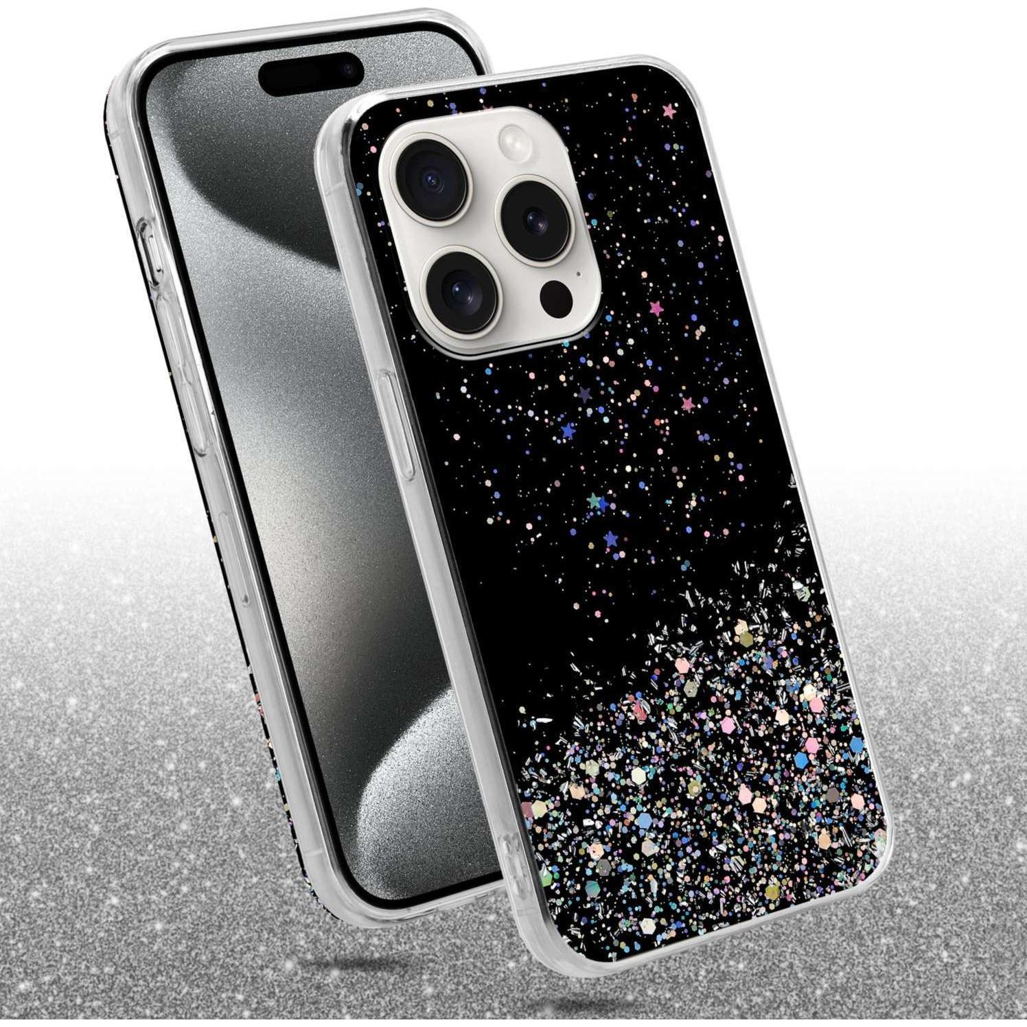 Thumbnail - Cadorabo TPU Hülle für Apple iPhone 15 PRO MAX mit Glitzer (Apple iPhone 15 Pro Max), Smartphone Hülle, Schwarz