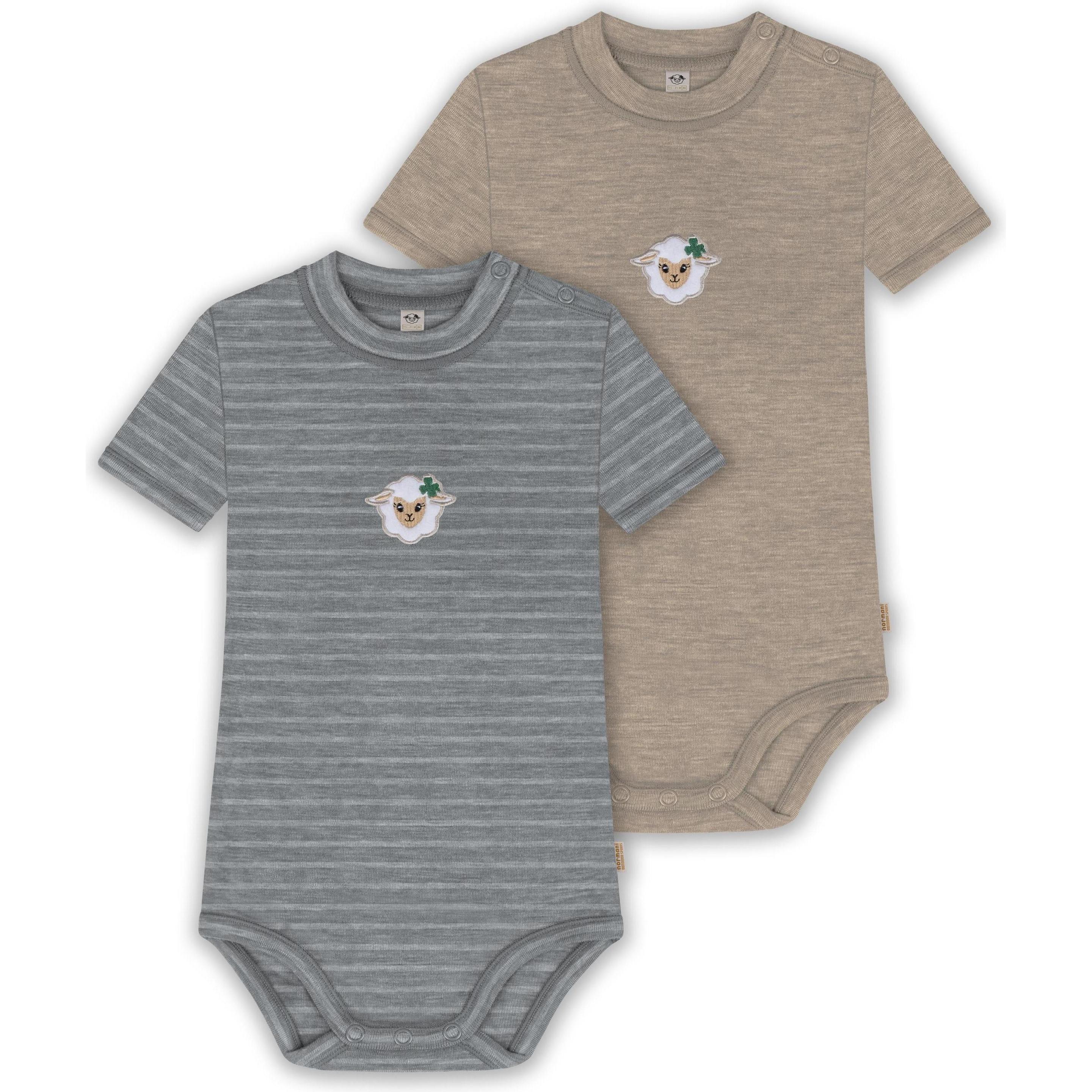 Normani, Herren, Body, 2er Set Baby Merino Kurzarmbody „Tihoi" - 9321, Grau, (92)