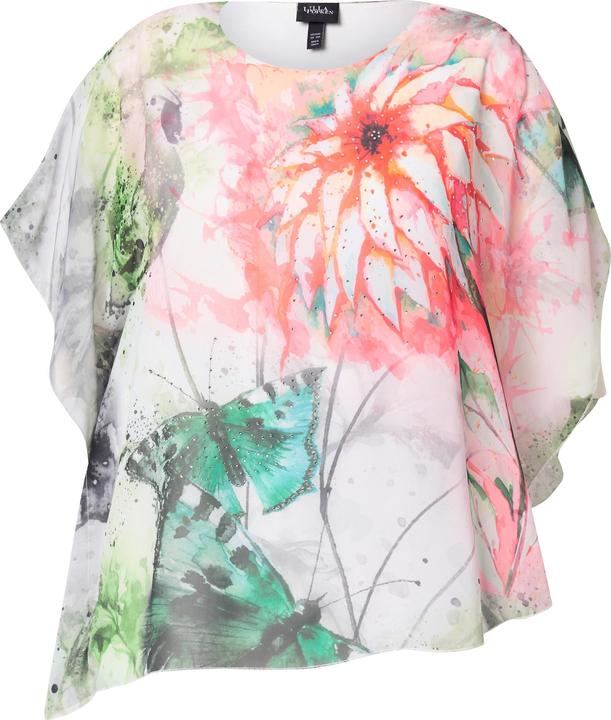 Immagine prodotto Ulla Popken Blusa a doppio strato con fiori, scollo rotondo e mezze maniche (50, 52)