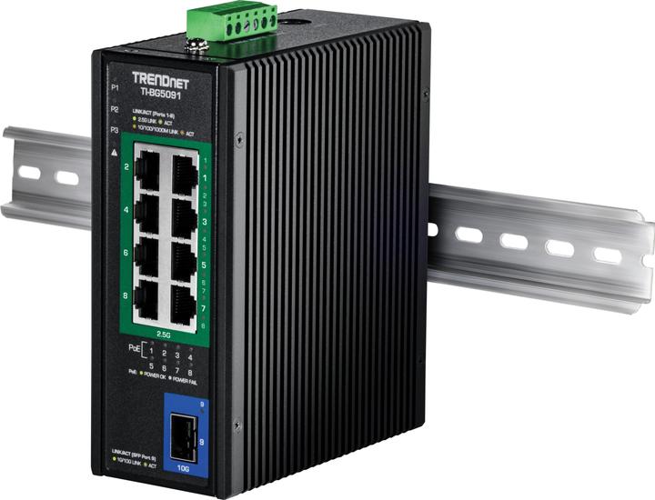 Actual product image Trendnet TI-BG5091 Industrial DIN-Rail Switch 2,5G 9-Port PoE++ mit 10G Ports (9 ports)