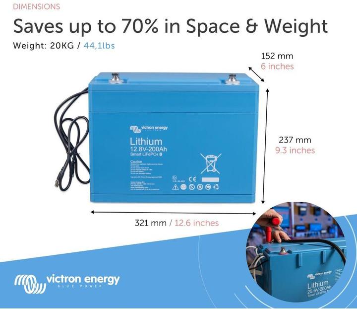 Produktbild Victron Energy LiFePO4 Battery 12.8V/200Ah - Smart (200 Ah, 12.80 V)