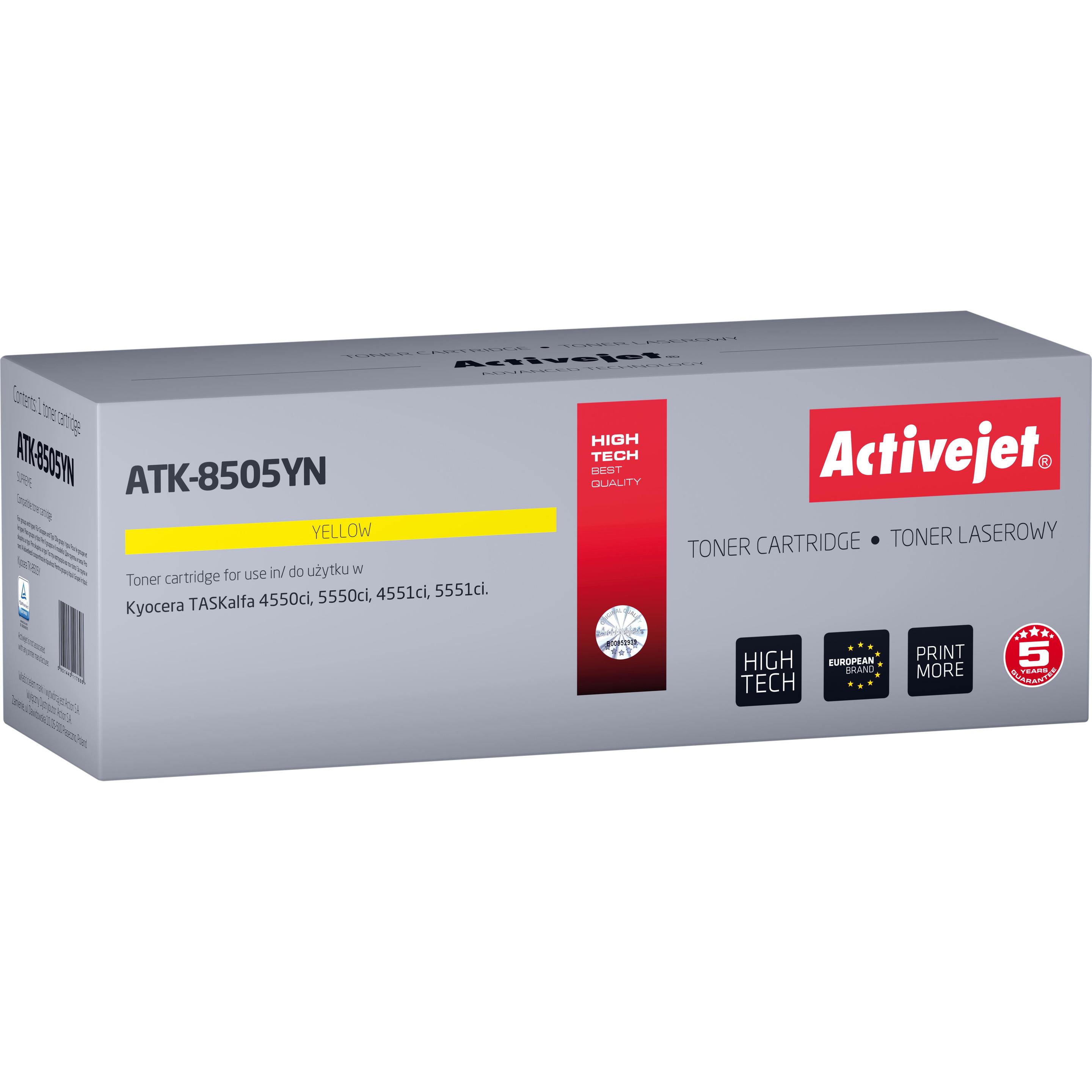 Activejet, Toner, ATK-8505YN Tonerkartusche (Ersatz für Kyocera TK-8505Y Höchste 20000 seiten ) (Y)