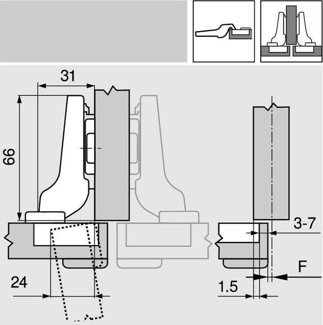 Image du produit Blum 71B9690 NI charn.jumel. BM 95° INSERTA