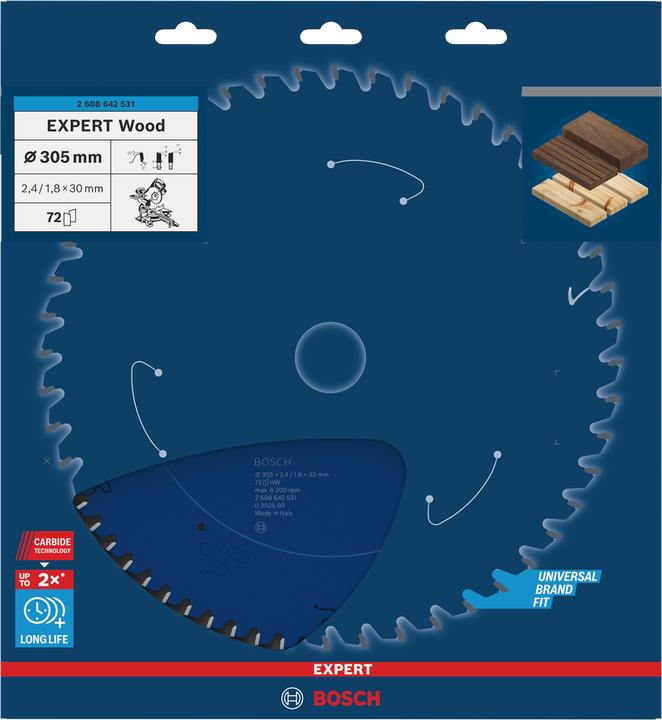 Produktbild Bosch Professional Zubehör Kreissägeblatt Expert for Wood, 305 x 30 x 2,4 mm, 72