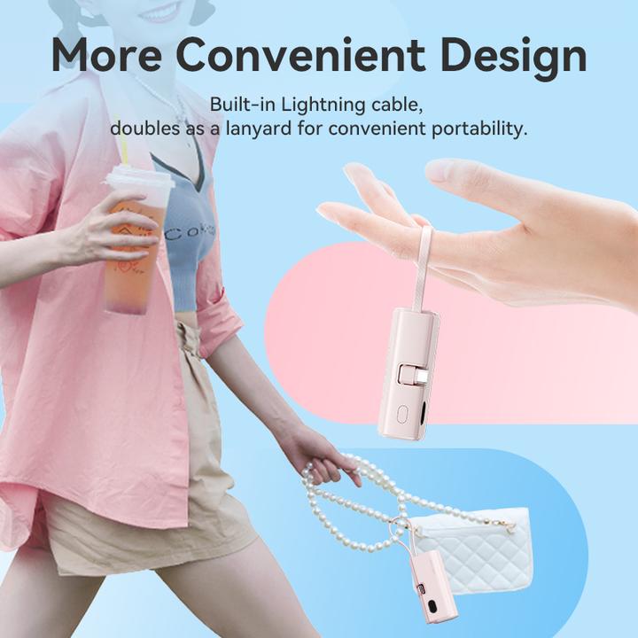 Image du produit Vention LED Display 4800mAh Power Bank (USB-C + Lightning + USB-C) 22.5W Rose Pliable USB-C Type (4800 mAh, 22.50 W, 22.50 Wh)