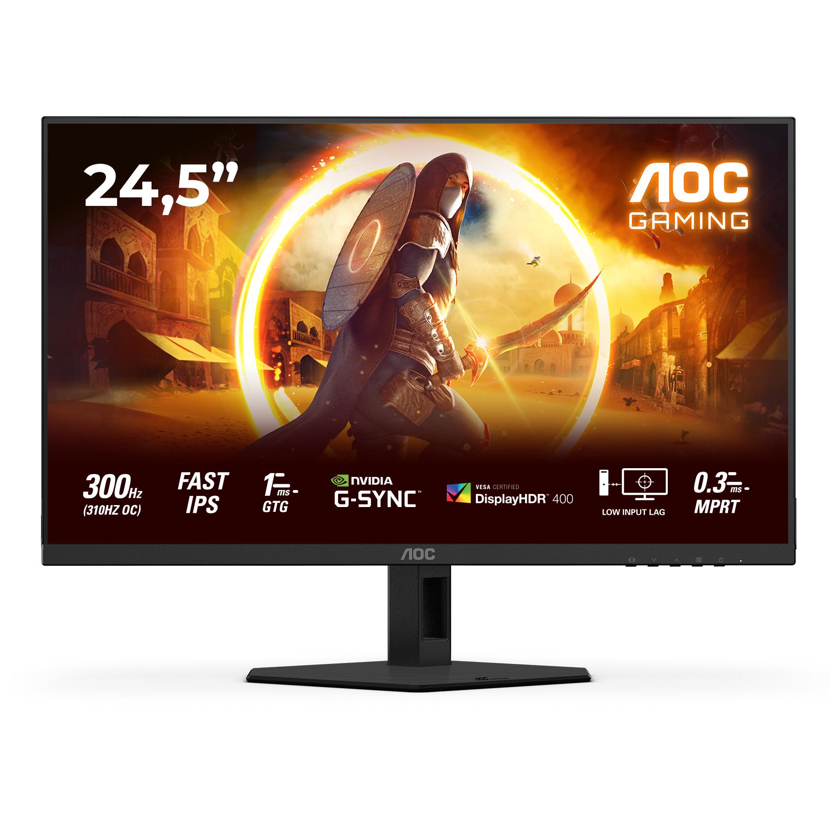AOC 4SRE Fast IPS Monitor,,, 2x HDMI, DisplayPort (1920 x 1080 Pixel, 24.50"), Monitor, Rot, Schwarz