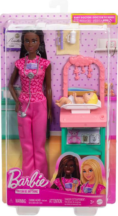 Produktbild Mattel Barbie You Can Be Anything - Baby Doctor Dark Skin With Child για 3+ ετών JCR73