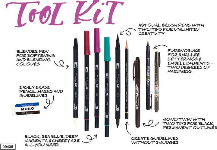 Actual product image Tombow Lettering set for beginners (Black, 6 x)
