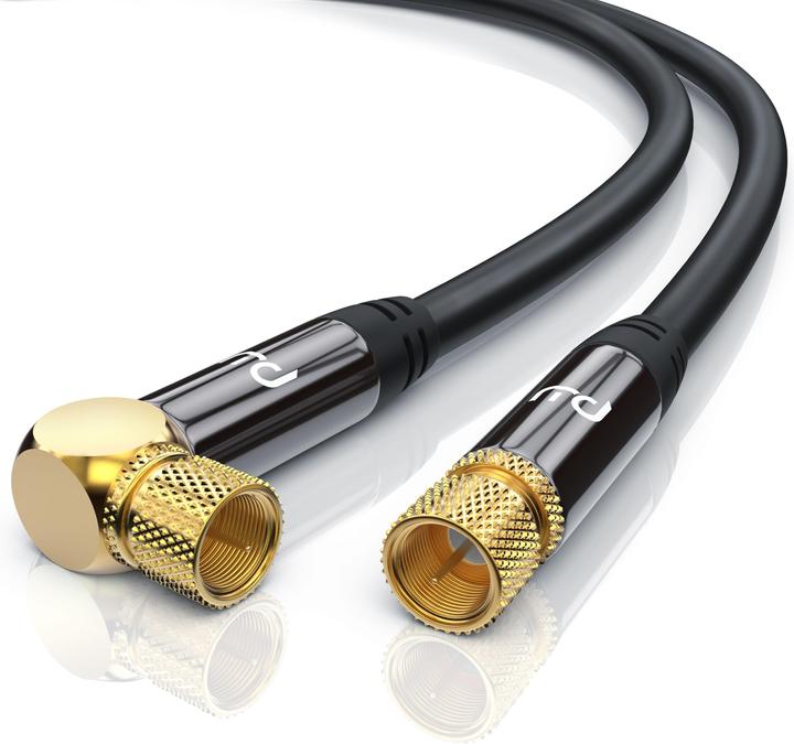 Primewire SAT Kabel HDTV 90° gewinkelt - Premium SAT Koaxialkabel - TV Radio DVB-T DVB-C - 4 Fach Schirmung (135 dB, SAT Kabel)