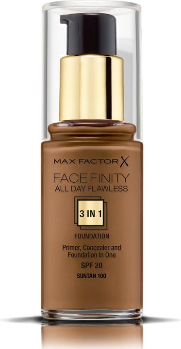 Image du produit Max Factor FACEFINITY ALL DAY FLAWLESS 3 IN 1 fond de teint #100-suntan (W100 Cacao)