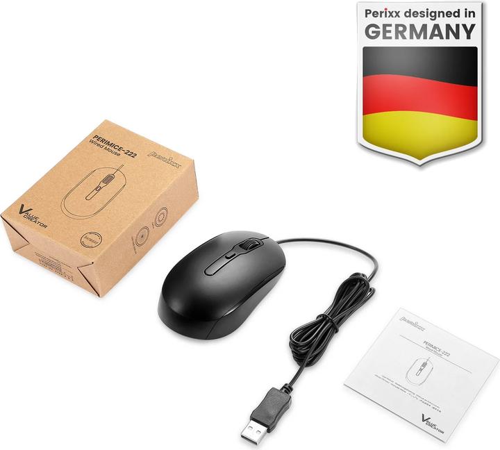 Immagine prodotto Perixx PERIMICE-222 Kabelgebundene Optische Maus, Verstellbare DPI 1200/1600/2000, Leiser klick, 1,8 (Cablato)