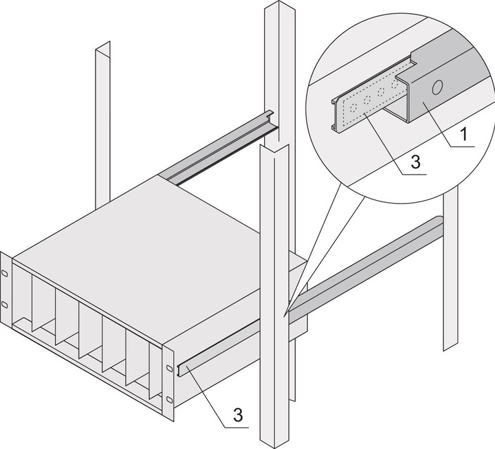 Schroff Glissières télescopiques avec profilé de guidage pour montage en armoire - C-PROFIL 1200T