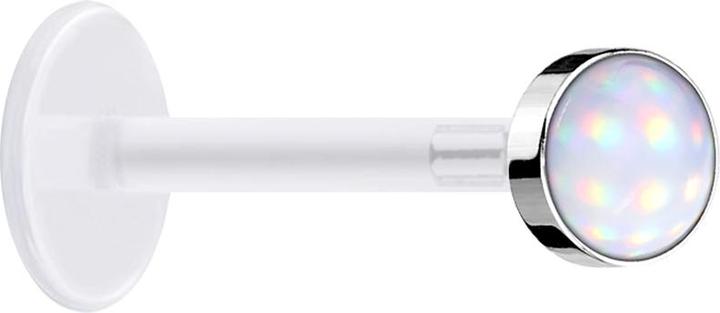 Actual product image Star Piercing Micro labret transparent with disc and epoxy stone white (without brass, Titanium)