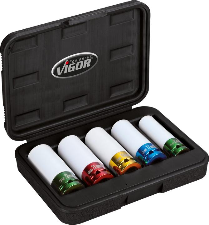 Immagine prodotto Vigor Set di chiavi ad impulsi ∙ V2257 ∙ Quadrato12,5 mm (1/2 pollice) ∙ Esterno Sei... (19 mm, 22 mm, 21 mm, 17 mm, 15 mm)