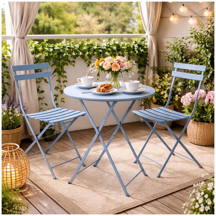 Produktbild HTI-Living Gartenstuhl 2er-Set Basil Metall Blau