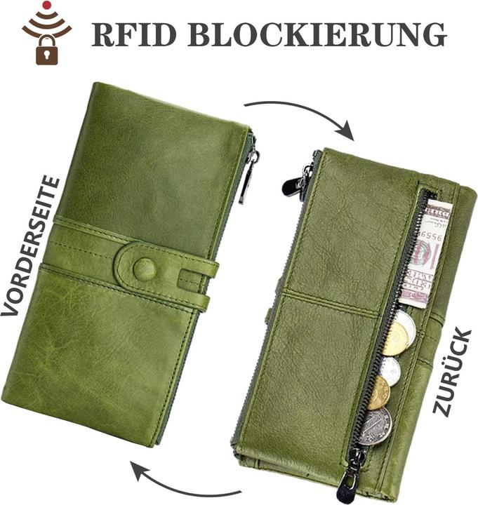 Produktbild Only-Bags.Store Grosse Vintage Brieftasche Leder Brieftasche mit RFID-Schutz - Brieftasche mit 13 Kartenfächern mit