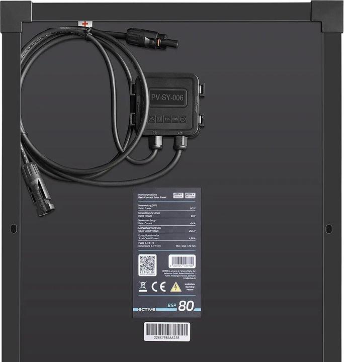 Produktbild Ective BSP 80 Black Lightweight | Leichtgewicht Back Contact Solarmodul mit 80WP (80 W, 1.92 kg)
